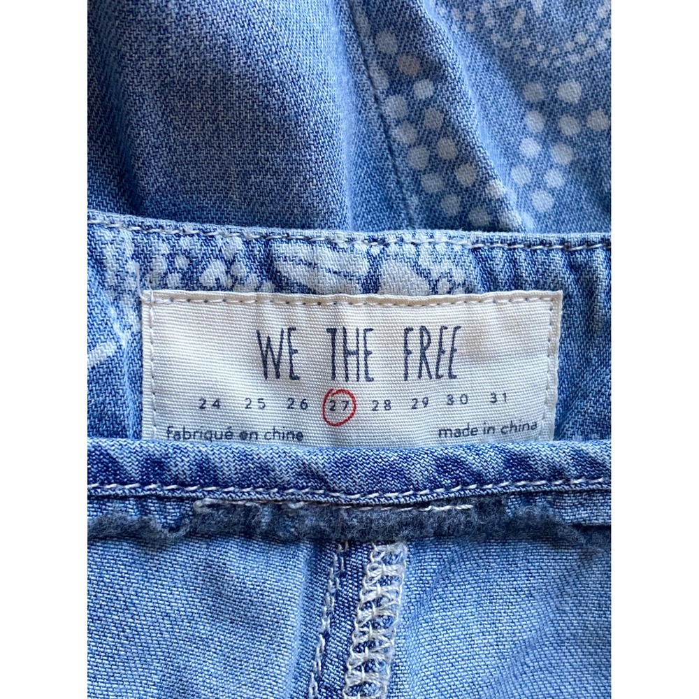 Free People We The Free Luna Extreme Flare Pants 27‎ Blue Patchwork Denim Hippie - Picture 10 of 14